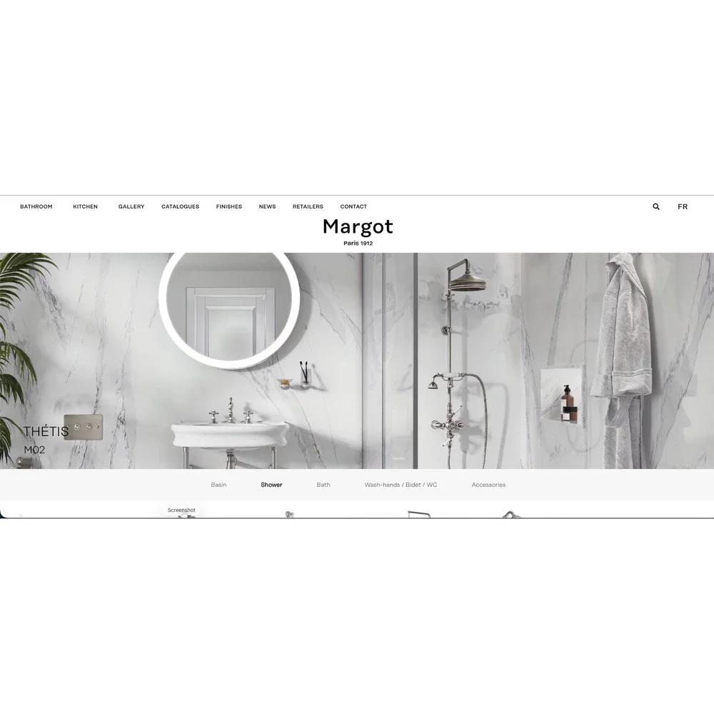 Margot Paris 1912 Thétis Luxury Bath Faucet Set Polished Chrome Porcelain Hand‎
